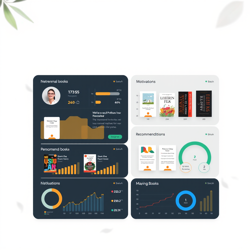 Yapay zeka algoritması ile çalışan kitap öneri sistemi, kullanıcı profilini analiz eden dashboard, kişiselleştirilmiş motivasyonel kitap önerileri ve okuma istatistikleri gösteren modern arayüz